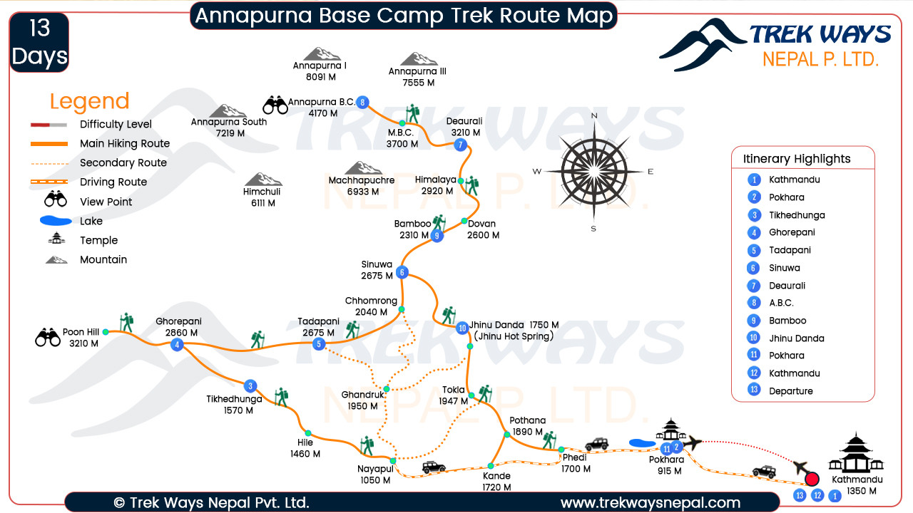 Annapurna Base Camp Trek Map